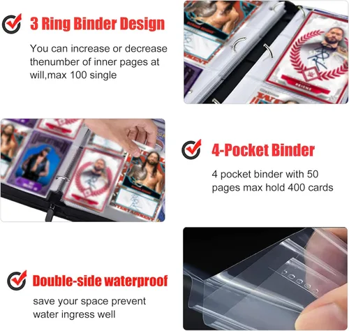 Miniatura 41 de Carpeta de tarjetas de 400 bolsillos para tarjetas de anime, portátil, impermeable, libro de almacenamiento de tarjetas de One Piece con fundas