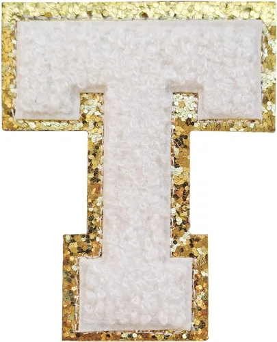 Miniatura 107 de SPRT - Parches de letras de chenilla universitaria con purpurina, parche de letras blancas para planchar con letras del alfabeto para disfraz