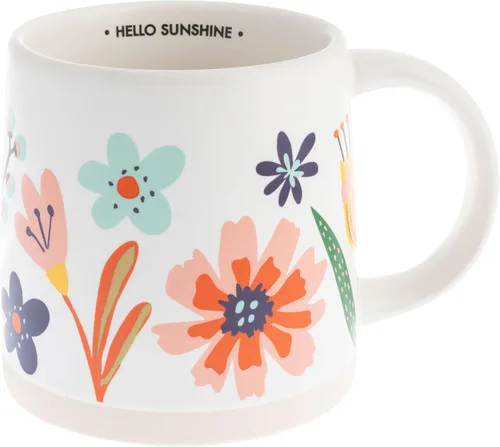 Miniatura 9 de Karma, Taza Shelly de 14 onzas, bonita taza de café y té, tazas de café de cerámica para mujeres y hombres, elige alegría
