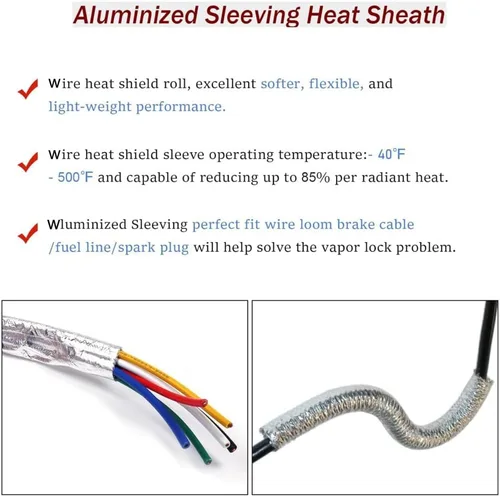 Miniatura 5 de Rollo de revestimiento térmico aluminizado para automóvil, calor radiante y evita el bloqueo de vapor, escudo térmico para cable de freno/línea