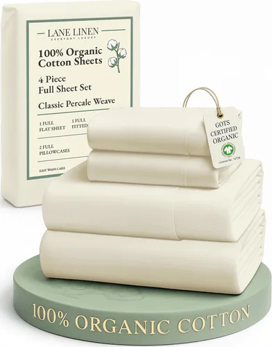 Miniatura 57 de LANE LINEN Sábanas 100% algodón orgánico para cama tamaño King, sábanas de percal suave, transpirables, de lujo, estilo hotelero, lavables a 09