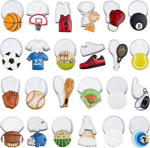 Miniatura 8 de Mostop Cortador de galletas deportivo con sellos, juego de 3 piezas de cortador de galletas de fútbol, fútbol, casco, juego de fútbol, herramientas