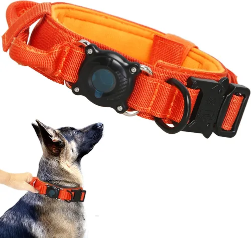 Miniatura 13 de Collar táctico para perro, ajustable, militar, de nailon, con asa de control y hebilla de metal resistente para perros medianos y grandes (negro, S)