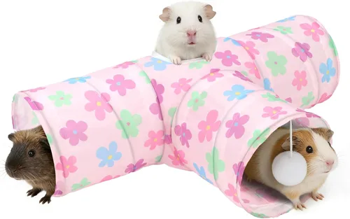 Miniatura 10 de Rypet Túnel de Cobaya de 3 Vías Plegable Túneles y Tubos para Mascotas Pequeñas con Pelota Interactiva para Conejo Bebé Hurón Hámster Chinchilla
