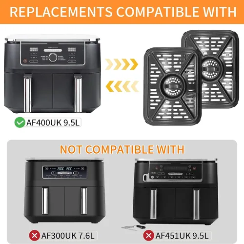 Miniatura 3 de Bandeja de parrilla para freidora de aire para Ninja Foodi DZ401 DZ550 Air Fryers DualZone de 10QT, accesorios de repuesto para freidora de aire