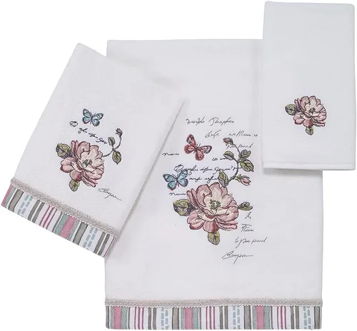Miniatura 2 de Avanti Linens Butterfly Garden Collection, toalla de mano bordada, color blanco