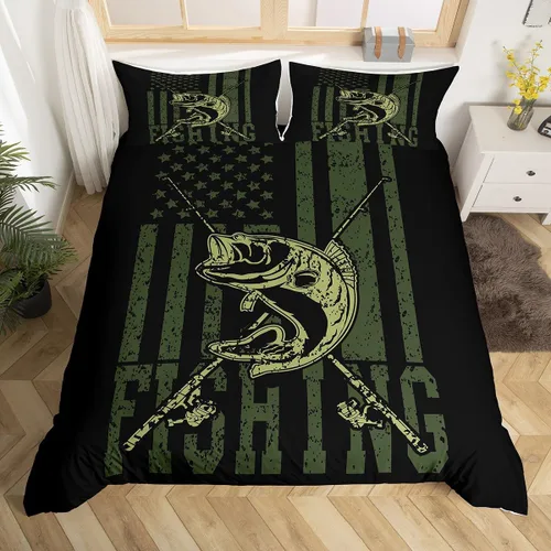 Miniatura 25 de Erosebridal - Juego de ropa de cama con diseño de parque nacional, funda de edredón de montañas humeantes, funda de edredón verde bruma y árbol
