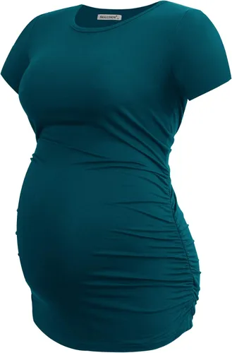 Miniatura 35 de Smallshow - Camiseta de maternidad para mujer, diseño de lados fruncidos, tipo túnica, prendas para el embarazo