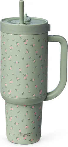 Miniatura 27 de Ello Oasis Botella de Agua de Acero Inoxidable de 30oz - Flower Quilt Colcha de flores