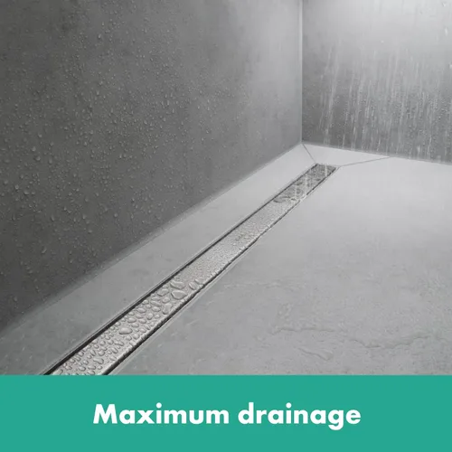 Miniatura 5 de hansgrohe RainDrain Match - Drenaje de ducha lineal para 23 5/8 pulgadas, con marco de altura ajustable en cromo, drenaje rectangular de acero