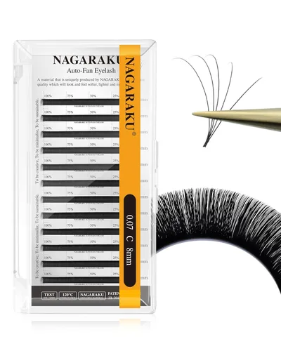 Miniatura 49 de NAGARAKU Easy Fan Extensiones de Pestañas Volumen Lash 0.07 Rizo D 8-15mm Bandeja Mixta Floración Rápida Visón Sintético en Racimo Para Ventilador