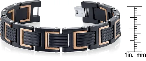 Miniatura 3 de Spartan Pulsera para hombre en acero inoxidable disponible con circonita cúbica y fibra de carbono dos tonos chapado en oro rosa plomizo o negro