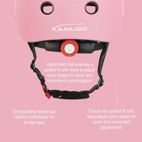 Miniatura 5 de KAMUGO - Juego de cascos de bicicleta para niños, casco ajustable para niños de 2 a 8 años, niños y niñas, con equipo de protección deportiva, Rosa