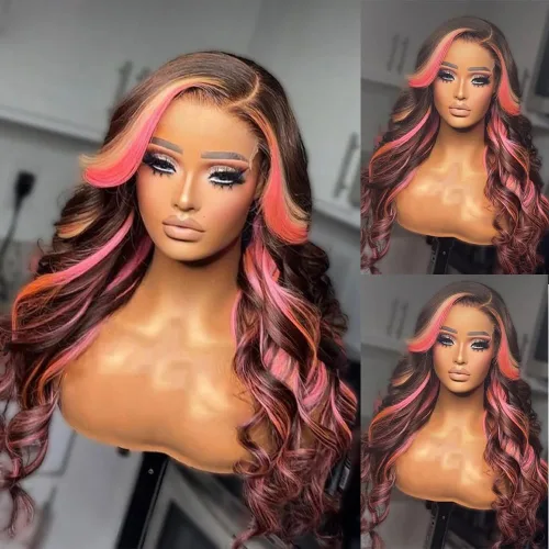 Miniatura 16 de Pelucas para mujeres negras, pelucas de encaje frontal de 13x6 Water Wave, pelucas sintéticas HD con encaje frontal, línea capilar natural