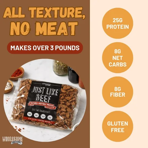 Miniatura 3 de Wholesome Provisions Proteína vegetal texturizada, sustituto de la carne vegana, 100% libre de hexano, fabricada con soja amarilla graduada #1