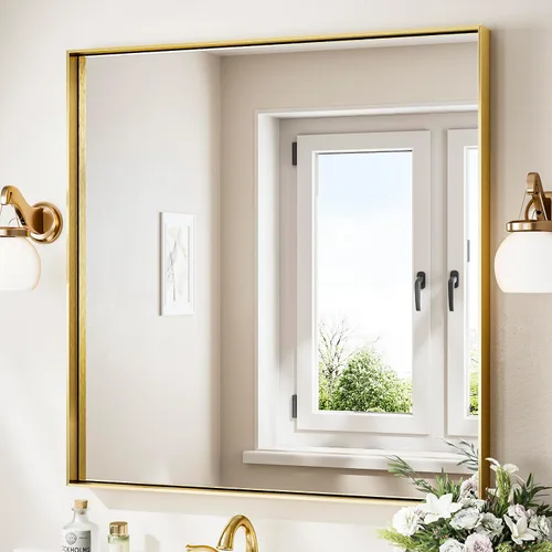 Miniatura 63 de Keonjinn - Espejo con Marco Negro para Baño de 48 x 30 Pulgadas, Espejo Grande de Baño con Marco de Metal Negro Mate, Rectangular, para Pared
