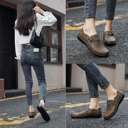 Miniatura 6 de LAZYPOP Mocasines de cuero clásicos y cómodos para mujer, bonitos zapatos de vestir informales, ligeros, para caminar, zapatos planos