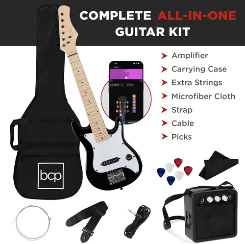 Miniatura 4 de Best Choice Products - Kit de guitarra eléctrica infantil de 30 pulgadas para principiantes con amplificador de 5W, correa, funda, cuerdas y púas