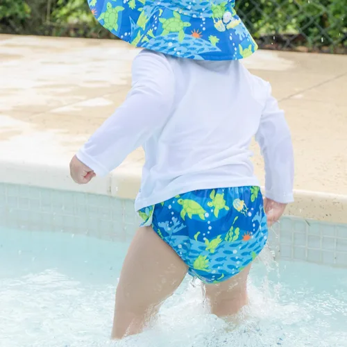 Miniatura 5 de green sprouts Snap Reusable Absorbent Swimsuit Diaper, Light Pink Pinstripe, 24 Month