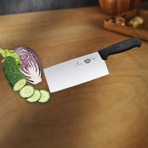 Miniatura 6 de Victorinox Cuchillo de chef clásico chino de 7" Cuchillo de carnicero de acero inoxidable Mango Fibrox Hecho en Suiza