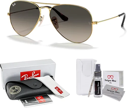 Miniatura 34 de Ray-Ban RB3025 - Lentes de sol de aviador de metal para hombre y mujer + paquete con kit de cuidado de gafas iWear de diseñador
