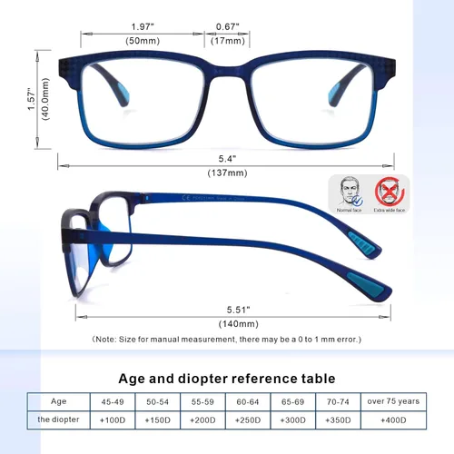Miniatura 6 de CARA Premium 2 Pack Gafas de Lectura Progresivas Multifocales, Marco TR90 Ligero Anti-luz Azul para Computadora, Estándar para Rango de Distancia