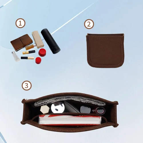 Miniatura 3 de LOUKAYCCI Organizador de fieltro para bolsa H Evelyne 16, inserto de fieltro prémium para bolso (E16, marrón)