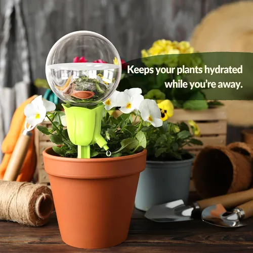 Miniatura 5 de NiHome 2 piezas de globos de riego automático para plantas de interior y exterior, bombillas de riego por goteo automático ajustables con estacas