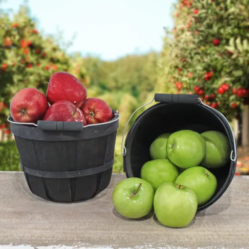 Miniatura 3 de Cornucopia Brands Canastas redondas de madera (paquete de 2, negro); cubos de madera para frutas con asa, capacidad de 4 cuartos de galón; 6.1