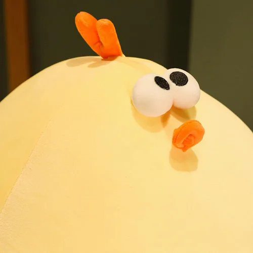 Miniatura 2 de XIYUAN Almohada de felpa de pollo gordo súper suave, juguete de peluche de 17.7 pulgadas, divertida almohada de cuello de pollo amarillo, animal