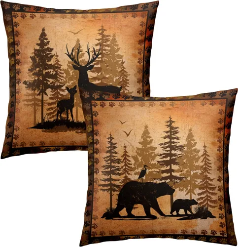 Miniatura 33 de Giwawa Juego de 2 fundas de almohada de calabaza otoñal de 16 x 16 pulgadas, fundas de cojín de algodón de madera de girasol para sofá, patio