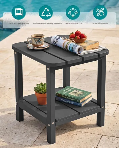 Miniatura 5 de SERWALL Mesa Adirondack de exterior - Mesa auxiliar gris