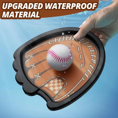 Miniatura 4 de Wee Wonders Juego de pelotas para lanzar y atrapar, guantes de béisbol para niños pequeños que incluye 2 paletas y 3 bolas adhesivas, juego de Marrón