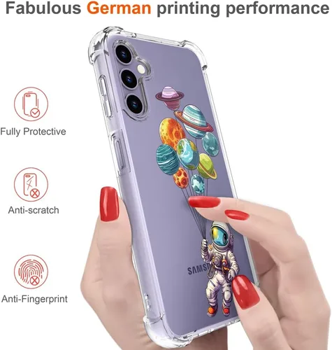 Miniatura 8 de Hungo Funda compatible con Samsung Galaxy S25 Plus/S24 Plus, diseño transparente, diseño femenino de piel femenina S24+ S25+ de astronauta