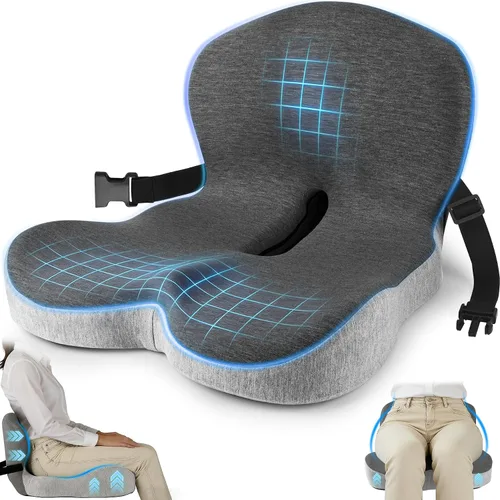 Miniatura 9 de MYFAMIREA Cojín para Asiento de Camión, Cojín de Asiento de Espuma Viscoelástica para Camionero para Asiento Largo con Correa Ajustable, Soporte