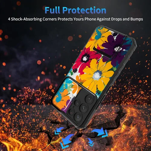 Miniatura 525 de Funda para Samsung Galaxy S22 Ultra 5G, Galaxy S22 Ultra con cubierta de cámara deslizante, funda resistente de doble capa con función atril Black