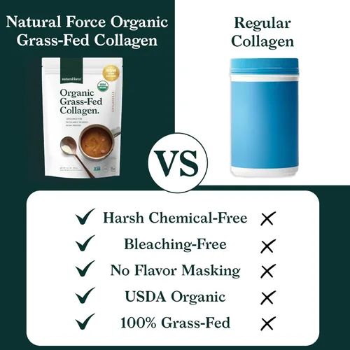 Miniatura 4 de Natural Force - Polvo de péptidos de colágeno orgánico limpio - Certificado orgánico USDA y sin OMG, Certificado Keto y Paleo - Polvo de proteína