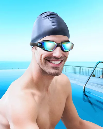 Miniatura 8 de Aegend Gafas de natación, gafas de natación sin fugas, protección completa para adultos, hombres, mujeres y jóvenes Aguamarina