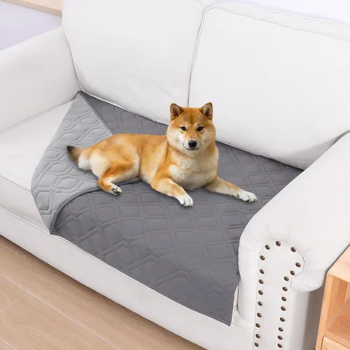 Miniatura 192 de Smiry Funda impermeable para cama de mascota, suave y lavable, para muebles, cama, sofá, reversible, a cuadros (30 x 53 pulgadas, color beige/beige)