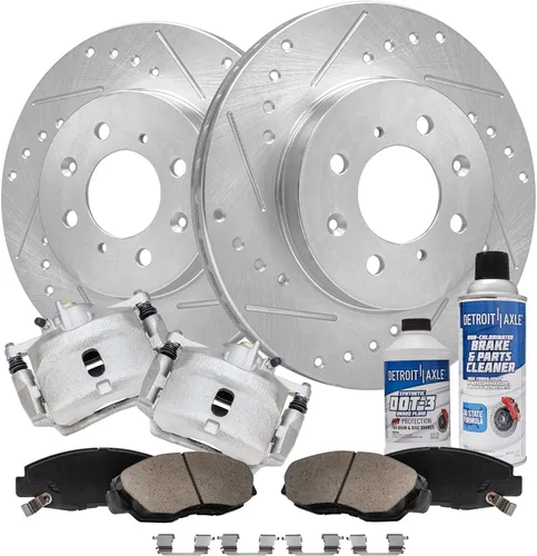 Miniatura 34 de Detroit Axle - 4 rotores de freno para Chevrolet Cruze Volt Orlando Verano, rotores de freno de disco perforados y ranurados de repuesto : rotor