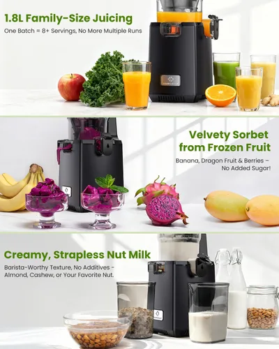 Miniatura 5 de LINKChef Exprimidor de prensa en frío – Exprimidor de 250 W, canal de alimentación grande de 5.12 pulgadas para frutas y verduras enteras