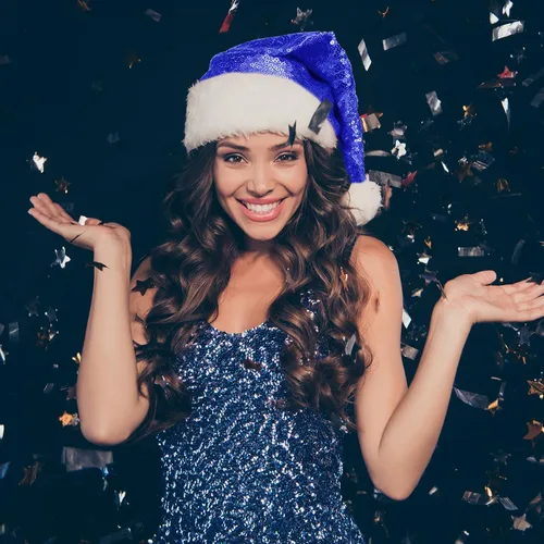 Miniatura 5 de SATINIOR 2 piezas de sombrero de Papá Noel de lentejuelas para adultos, unisex, gorro de Navidad con forro y ala de felpa para mujeres y hombres