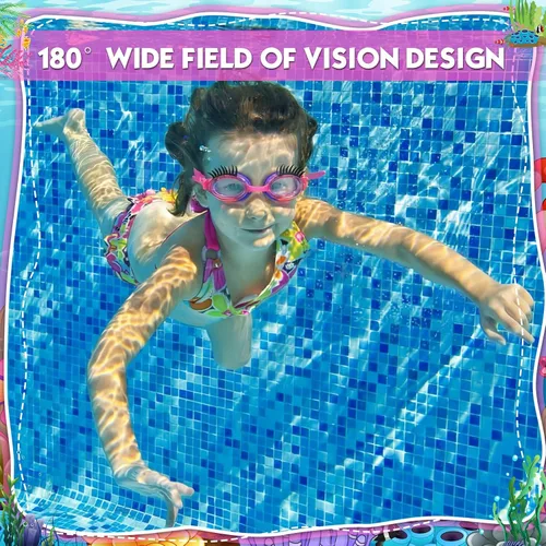 Miniatura 3 de Konohan Gafas de natación para niños, pestañas para niñas, divertidas gafas de natación sin fugas, antivaho y UV para extensiones de pestañas Varios