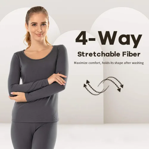 Miniatura 86 de MANCYFIT Tops térmicos para mujer, camisa con forro polar, manga larga, capa base, cuello en V