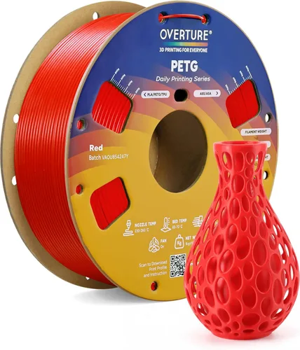 Miniatura 17 de OVERTURE - Filamento PETG de 1/16 de pulgada (1.75 mm) para impresora 3D y FDM, bien enrollado, duradero, carrete de 4.4 libras, dureza firme