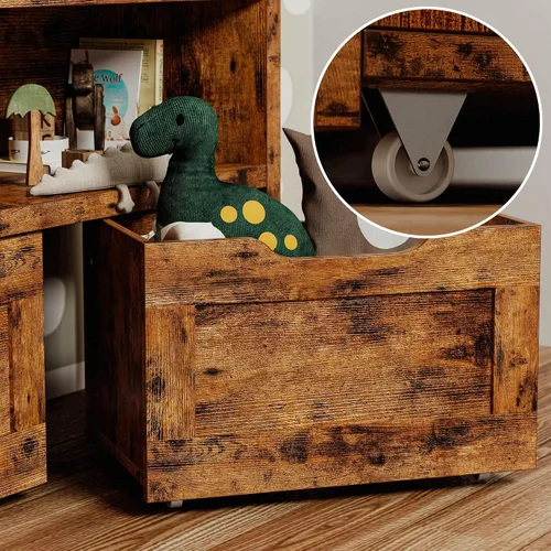 Miniatura 6 de IRONCK Organizador de almacenamiento de juguetes con cajones, caja de juguetes de piso con ruedas y estante, baúl de almacenamiento para guardería
