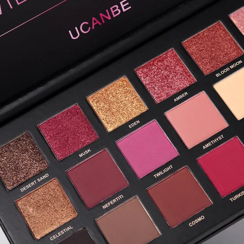 Miniatura 4 de UCANBE Paleta de maquillaje profesional de sombra de ojos de 18 colores, alta pigmentación, 10 mate + 7 brillantes + 1 purpurina metálica, POLVO