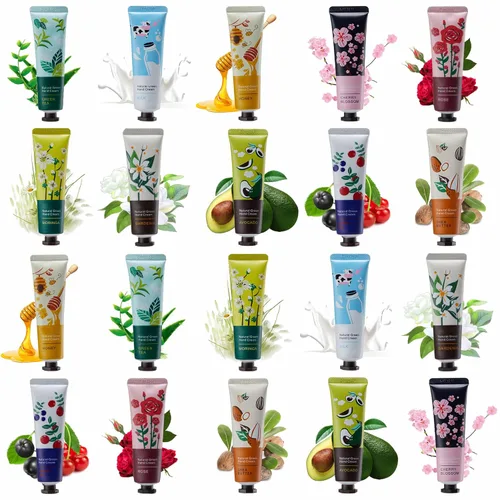 Paquete de 20 cremas de manos para regalo, loción de manos para manos secas y agrietadas, manos de trabajo, cuerpo, crema de manos de tamaño de