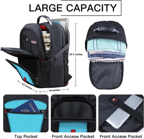 Miniatura 5 de ANTERK Mochila Extra Grande, mochila de viaje, resistente TSA resistente al agua de 17.3 pulgadas, mochilas de mano con puerto USB, mochilas Azul