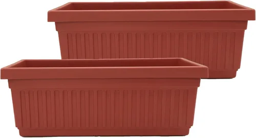 Miniatura 23 de The HC Companies Macetero veneciano de 18 pulgadas con tapón de drenaje, macetas de plástico ligero resistente a los rayos UV para interiores y Negro